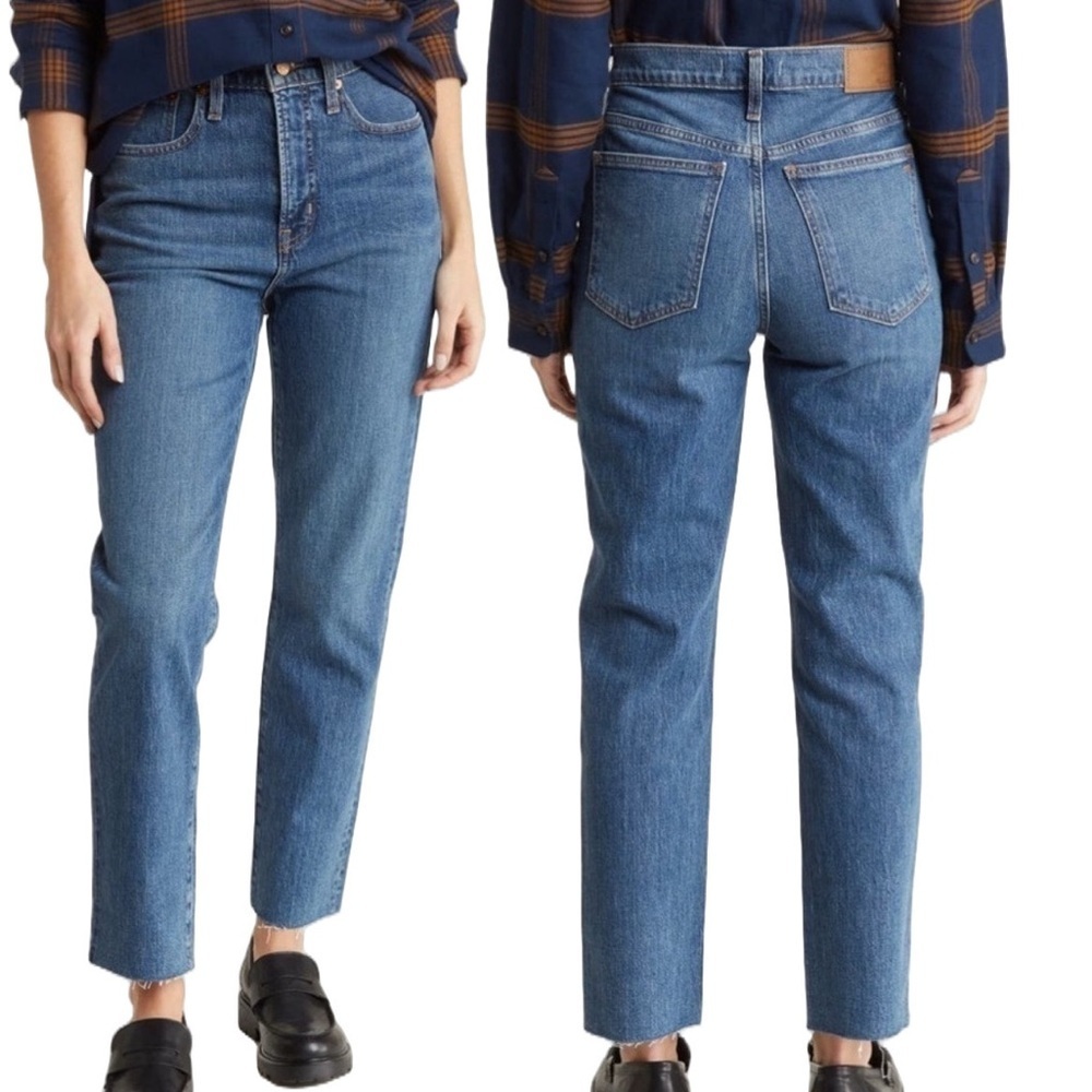 Madewell The Perfect Vintage Jean Size 26 Raw Hem High Rise Cotton Stretch Blue